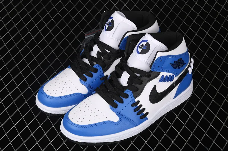 All categories Air Jordan Jordan series basketball shoes Air Jordan 1 Mid Air Jordan 1 Mid SE "Game Royal" AJ1 Joe 1 China White and Blue Deconstruction CV0152-401